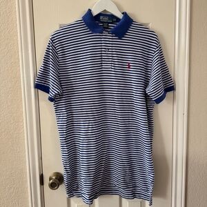 Polo by Ralph Lauren Blue White Striped Polo Shirt Men’s Size L Classic Pony Log